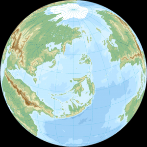 Drawing of Aravala, after the famous picture by SNTL Cosmonauts in 1975 Showing the Centrall Archipelago in the middle and the Old Continent on the left, and the Newland in the far right.